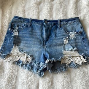 Distressed Hi Rise Jean Shorts